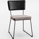 Cadeira Decorativa Estofada Sala De Jantar Allana L02 Sintético Preto Linho Bege - Lyam Decor