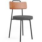 Cadeira Decorativa Estofada Sala De Jantar Barcelona L02 material sintético Camel Linho Cinza Escuro