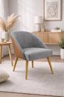 Cadeira Decorativa Lua para Sala de Estar ou Recepção Tecido Suede com Encosto material sintético Cappuccino Cor:Preto