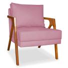 Cadeira Decorativa para Sala de Estar Mona Suede Rosa