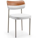 Cadeira Decorativa Para Sala De Jantar Melina Base Arena L02 Faixa material sintético Camel Facto Branco