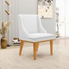 Cadeira Decorativa Sala de Jantar Base Fixa de Madeira Firenze PU Branco Fosco/Castanho G19 - Gran Belo