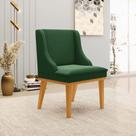 Cadeira Decorativa Sala de Jantar Base Fixa de Madeira Firenze Veludo Verde Esmeralda/Castanho G19 - Gran Belo