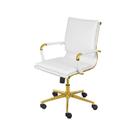 Cadeira Diretor Office Soft Rodizio Branca - Dourado Brilho