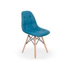 Cadeira Dkr Charles Eames Wood Estofada Botonê - Turquesa