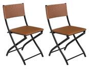 Cadeira Dobravel Bar, Lanchonete Caramelo - Kit 2 Pc