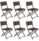Cadeira Dobravel Bar, Lanchonete Castanho - Kit 6 Pc