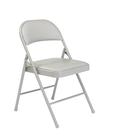 Cadeira dobrável de aço National Public Seating, acolchoada em vinil, cinza, pacote com 4 unidades