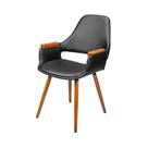 Cadeira Dortmund material sintético Preto com Base Madeira - 72761