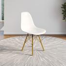 Cadeira Eames Design Moderno Tubo de Ferro Dourado Assento Branco