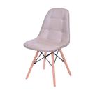 Cadeira Eames DSW Botonê Assento PU Fendi Base Madeira