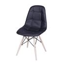 Cadeira Eames DSW Botonê Assento PU Preta Base Madeira