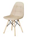 Cadeira Eames Eiffel Assento cor Nude com Botone e Base em Madeira - 44991 Cadeira Eames Eiffel Assento cor Nude com Botone e Base em Madeira - 44991