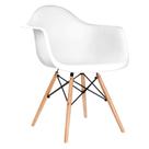 Cadeira Eames Eifflel com Braço Daw de Madeira com Assento Branco