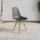 Cadeira Eames Estilo Moderno em Ferro Dourado com Assento Cinza