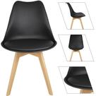 Cadeira Eames Leda Couro PU Acolchoada Pés Madeira Natural Jantar Escritório 130kg