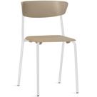 Cadeira Empilhável Fixa Atom F02 Base Aço Branco Nude - Lyam Decor