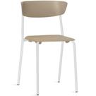 Cadeira Empilhável Fixa Atom F02 Base Aço Branco Nude - Lyam Decor