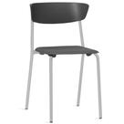 Cadeira Empilhável Fixa Atom F02 Base Aço Cinza Preto - Lyam Decor