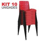 Cadeira Empilhável Plástica Vermelho Translúcido Anatômica 10 Unidades - ULTRA Móveis Cadeira Empilhável Plástica Vermelho Translúcido Anatômica 10 Unidades - ULTRA Móveis