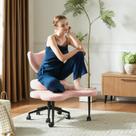 Cadeira ergonômica Pinmoco giratória para sentar de pernas cruzadas, rosa