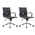 Cadeira Escritório Diretor Eames em Couro - Preta Cadeira Escritório Diretor Eames em Couro - Preta