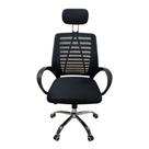 Cadeira Escritório Ergonômica Executiva Mesh com Cabeceira Giratória Base Cromada Home Office
