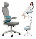 Cadeira Escritório Ergonômica Premium Preto Branco Giratória Mesh Apoio Lombar Braço Ajustável Estofado Reclinável 120Kg