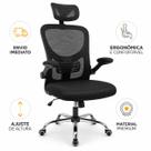 Cadeira Escritório Ergonômica Presidente Executiva Escritório com Apoio de Lombar Cabeça Ajustável Regulável Preto Mesh