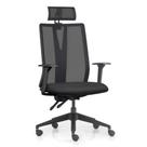 Cadeira Escritório Giratória Presidente Flow F02 Base Preta Crepe Preto - Lyam Decor