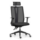 Cadeira Escritório Giratória Presidente Flow F02 Base Preta Crepe Preto - Lyam Decor