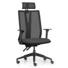 Cadeira Escritório Giratória Presidente Flow F02 Base Preta Sintético Preto - Lyam Decor
