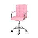 Cadeira Escritório Home Office Gomos Rosa Confort Diretor Leitura Estofada Base Giratória Cromada Com Regulagem De Altura