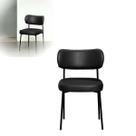 Cadeira Estofada Camila Para Sala Jantar em Aço Est Preta Assento e Encosto Preto Onix- EdeCasaMoveis