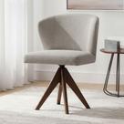 Cadeira Estofada Giratória Linho ou Veludo Pés Madeira Natural Design Elegante Moderna Confortável Para Jantar