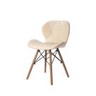 Cadeira Estofada Jantar Charles Eames Eiffel Slim Wood Confort Creme