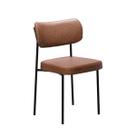Cadeira Estofada Leather Para Sala Jantar em Aço-Conhaque-EdeCasaMoveis