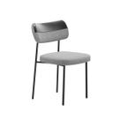Cadeira Estofada Mona Para Sala Jantar Gourmet em Aço-material sintético-Linho-EdeCasaMoveis