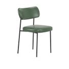 Cadeira Estofada Mona Para Sala Jantar Gourmet em Aço-material sintético-Verde-EdeCasaMoveis