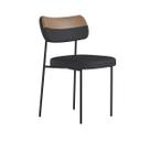 Cadeira Estofada Mona Para Sala Jantar Gourmet em Aço-material sintético Whisky-Linho Grafite-EdeCasaMoveis