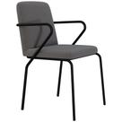 Cadeira Estofada Para Sala de Jantar com Braço Loft Preto C01 Linho Fendi Cinza - Lyam Decor Cadeira Estofada Para Sala de Jantar com Braço Loft Preto C01 Linho Fendi Cinza - Lyam Decor