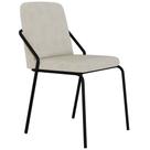 Cadeira Estofada Para Sala de Jantar Loft Preto C01 Bouclê Vanilla - Lyam Decor