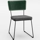 Cadeira Estofada Sala Jantar Facto Verde Musgo Cinza Escuro