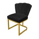 Cadeira Flor para Escritório Veludo Preto Base Dourada - Belliv Decor