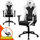 Cadeira Gamer Cor Branca Confortável Base de Metal Giratória Com Rodinhas Ergonômica Com Ajuste de Braço Bidirecional e de Altura Apoio Para Lombar e Pescoço