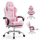 Cadeira Gamer e de Escritório Ergonômica DUMOS em Couro PU Rosa e Branco Cadeira Gamer e de Escritório Ergonômica DUMOS em Couro PU Rosa e Branco