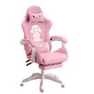 Cadeira Gamer Giratória Rosa Encosto Alto Ajustável PU Cadeira Gamer Giratória Rosa Encosto Alto Ajustável PU