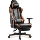 Cadeira Gamer GTRACING com Apoio para Pés, Reclinável, Marrom