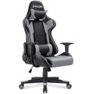 Cadeira Gamer Homall Encosto Alto em Couro Cinza Ajustável