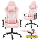 Cadeira Gamer MOUNT Pink/White de Alta Resistência Giratória com Rodinhas, Ajuste Lateral Ombro e Encosto Para Jogos Suporta até 150kg